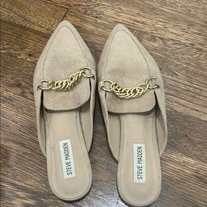 Steve Madden Tan Gold Chain Mules